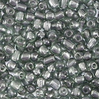 Glass seed beads 8/0 (3mm) Transparent anthracite grey